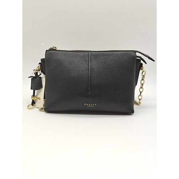 Radley London Hillgate Place Pebbled Leather Chain Zip Top Crossbody -Black - Picture 5 of 12